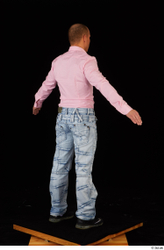 Whole Body Man White Shirt Jeans Slim Standing Studio photo references